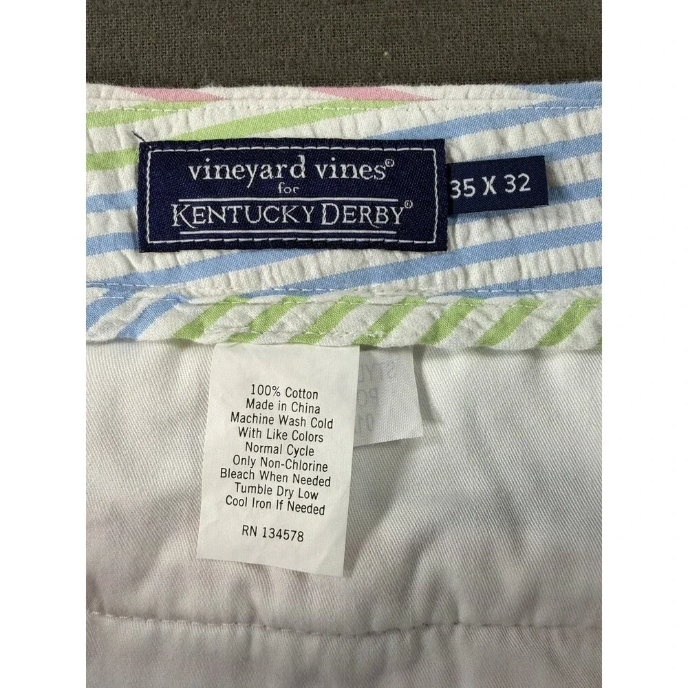 Vineyard Vines Kentucky Derby Pants Men's 35x32 Seersucker Colorblock Colorful